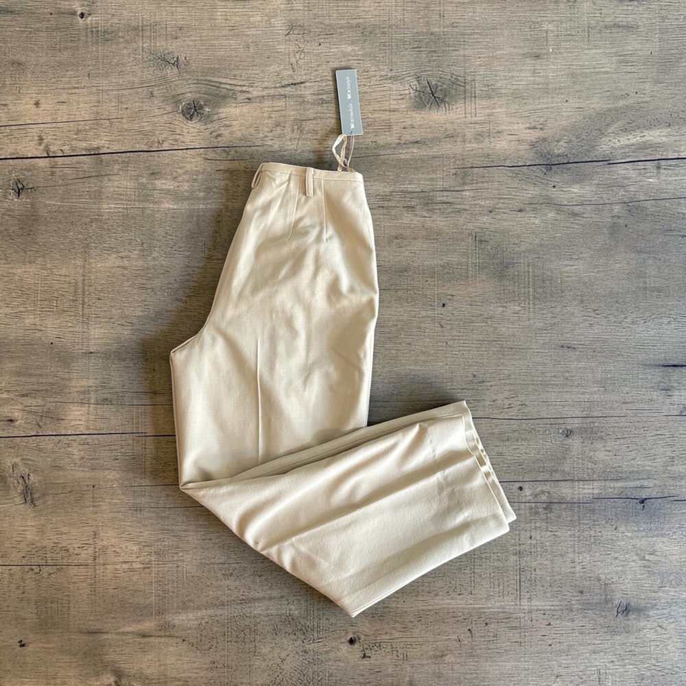 Worth VTG Beeswax Beige Wool Blend Pleated Trousers 15G52-08 Size 8 NWT